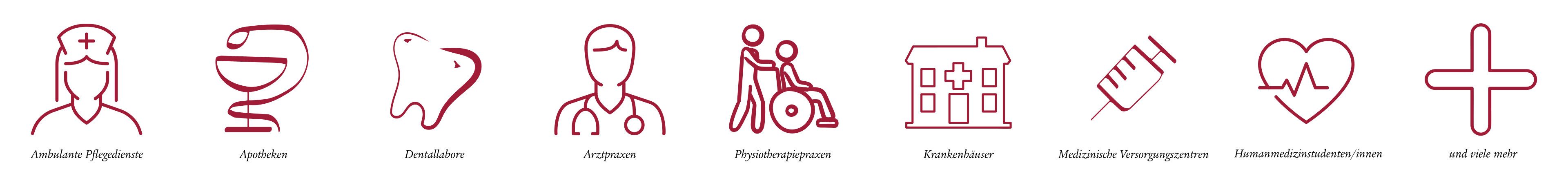 Zielgruppen der KlinikRente: Pflegekräfte, Apotheker, Therapeuten, Ärzte, Pflegeeinrichtungen und weitere Gesundheitsberufe.